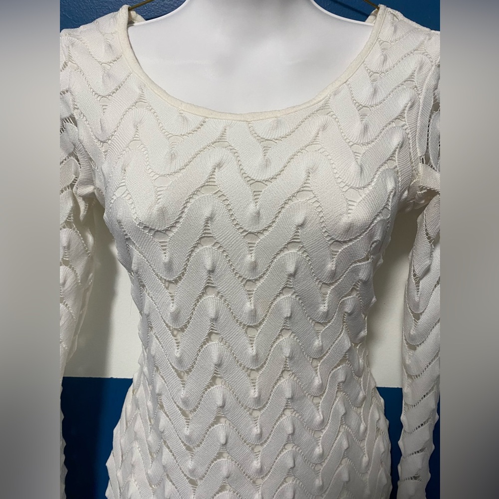 Free People white knit mini textured dress SZ XS